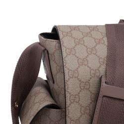 Pre Owned Gucci Beige Coated Canvas Diaper Messenger Bag