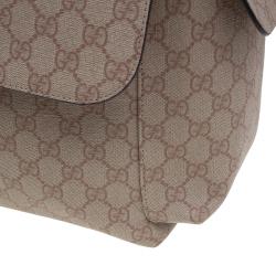 Pre Owned Gucci Beige Coated Canvas Diaper Messenger Bag