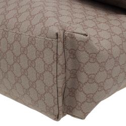 Pre Owned Gucci Beige Coated Canvas Diaper Messenger Bag