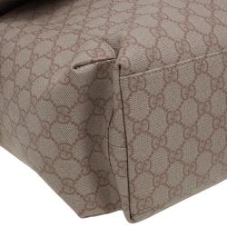 Pre Owned Gucci Beige Coated Canvas Diaper Messenger Bag