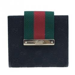 مملوكة مسبقًا Gucci Black Monogram Canvas Gucci Script Logo Wallet