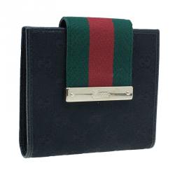 مملوكة مسبقًا Gucci Black Monogram Canvas Gucci Script Logo Wallet