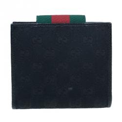 مملوكة مسبقًا Gucci Black Monogram Canvas Gucci Script Logo Wallet