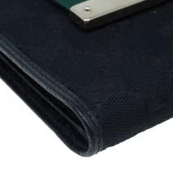 مملوكة مسبقًا Gucci Black Monogram Canvas Gucci Script Logo Wallet
