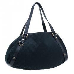 Pre Owned Gucci Black Monogram Canvas Abbey D-Ring Hobo