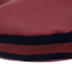 مملوكة مسبقًا Gucci Red Pebbled Leather Half Moon Bamboo Ring Hobo Bag