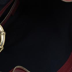 مملوكة مسبقًا Gucci Red Pebbled Leather Half Moon Bamboo Ring Hobo Bag