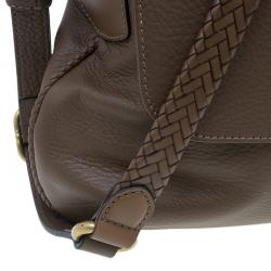 Pre Owned Gucci Brown Leather Hip Bamboo Flap Shoulder Bag