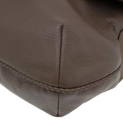 Pre Owned Gucci Brown Leather Hip Bamboo Flap Shoulder Bag