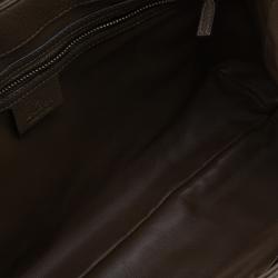 Pre Owned Gucci Brown Leather Hip Bamboo Flap Shoulder Bag