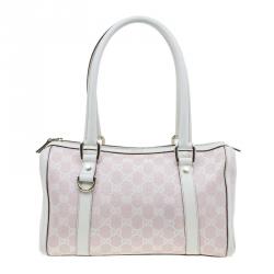 Gucci Pink GG Canvas D-Ring Boston Bag