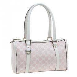 Pre Owned Gucci Pink GG Canvas D-Ring Boston Bag