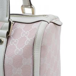 Pre Owned Gucci Pink GG Canvas D-Ring Boston Bag