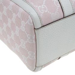 Pre Owned Gucci Pink GG Canvas D-Ring Boston Bag