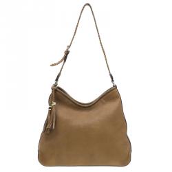مملوكة مسبقًا Gucci Brown Leather Medium Marrakech Tassels Metal G Hobo