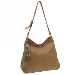 مملوكة مسبقًا Gucci Brown Leather Medium Marrakech Tassels Metal G Hobo