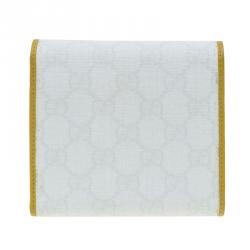 Pre Owned محفظة غوتشي كانفاس غوتشيسيما أبيض و جلد مضغوطة