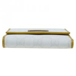 Pre Owned محفظة غوتشي كانفاس غوتشيسيما أبيض و جلد مضغوطة