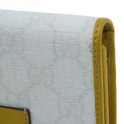 Pre Owned محفظة غوتشي كانفاس غوتشيسيما أبيض و جلد مضغوطة