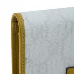 Pre Owned محفظة غوتشي كانفاس غوتشيسيما أبيض و جلد مضغوطة