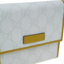 Pre Owned محفظة غوتشي كانفاس غوتشيسيما أبيض و جلد مضغوطة