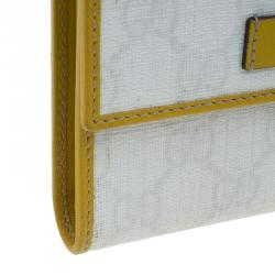 Pre Owned محفظة غوتشي كانفاس غوتشيسيما أبيض و جلد مضغوطة