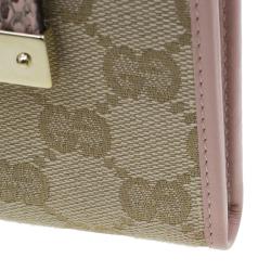 مملوكة مسبقًا محفظة غوتشي جلد ثعبان و كانفاس غوتشيسما بقلاب مضغوطة