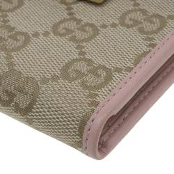 مملوكة مسبقًا محفظة غوتشي جلد ثعبان و كانفاس غوتشيسما بقلاب مضغوطة