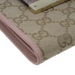 مملوكة مسبقًا محفظة غوتشي جل د ثعبان و كانفاس غوتشيسما بقلاب مضغوطة
