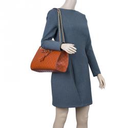 Pre Owned حقيبة غوتشي أميلي جلد برتقالي غوتشيسيما مونوغرامي بسلسلة للكتف