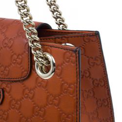 Pre Owned حقيبة غوتشي أميلي جلد برتقالي غوتشيسيما مونوغرامي بسلسلة للكتف