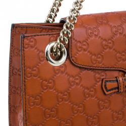 Pre Owned حقيبة غوتشي أميلي جلد برتقالي غوتشيسيما مونوغرامي بسلسلة للكتف