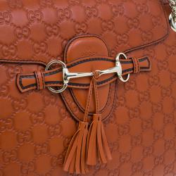 Pre Owned حقيبة غوتشي أميلي جلد برتقالي غوتشيسيما مونوغرامي بسلسلة للكتف