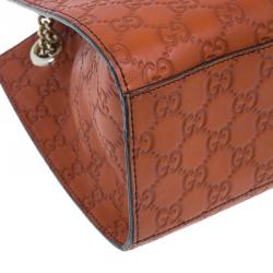 Pre Owned حقيبة غوتشي أميلي جلد برتقالي غوتشيسيما مونوغرامي بسلسلة للكتف