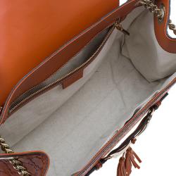 Pre Owned حقيبة غوتشي أميلي جلد برتقالي غوتشيسيما مونوغرامي بسلسلة للكتف