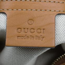 مملوكة مسبقًا Gucci Brown Leather Canvas Medium Web Horsebit Heritage Hobo