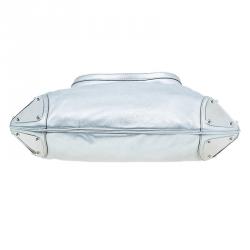 Pre Owned Gucci Silver Leather Indy Top Handle Hobo Bag