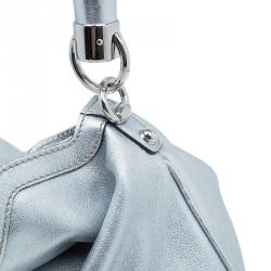 Pre Owned Gucci Silver Leather Indy Top Handle Hobo Bag