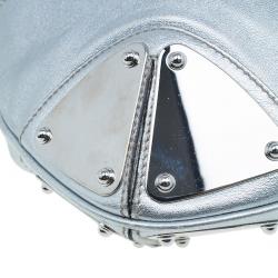Pre Owned Gucci Silver Leather Indy Top Handle Hobo Bag