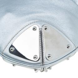 Pre Owned Gucci Silver Leather Indy Top Handle Hobo Bag
