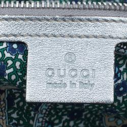 Pre Owned Gucci Silver Leather Indy Top Handle Hobo Bag
