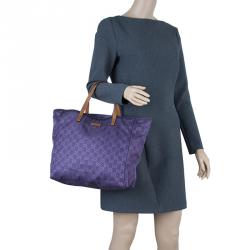 Gucci Purple Nylon Guccissima Shopper Tote Bag