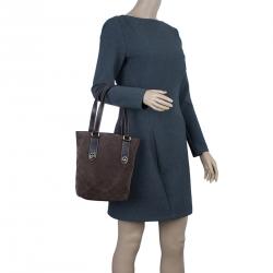 Pre Owned Gucci Brown Suede Small Charmy Tote