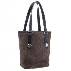 Pre Owned Gucci Brown Suede Small Charmy Tote