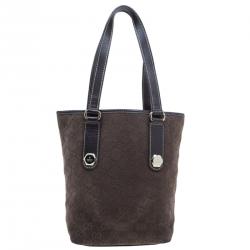 Pre Owned Gucci Brown Suede Small Charmy Tote