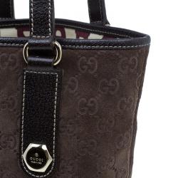 Pre Owned Gucci Brown Suede Small Charmy Tote