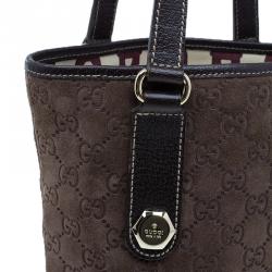 Pre Owned Gucci Brown Suede Small Charmy Tote