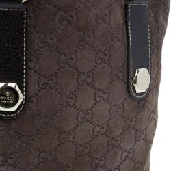 Pre Owned Gucci Brown Suede Small Charmy Tote