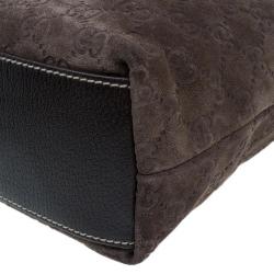 Pre Owned Gucci Brown Suede Small Charmy Tote