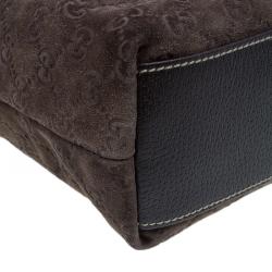 Pre Owned Gucci Brown Suede Small Charmy Tote